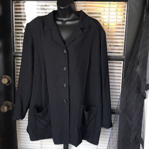 Avenue Black Pinstripe Blazer